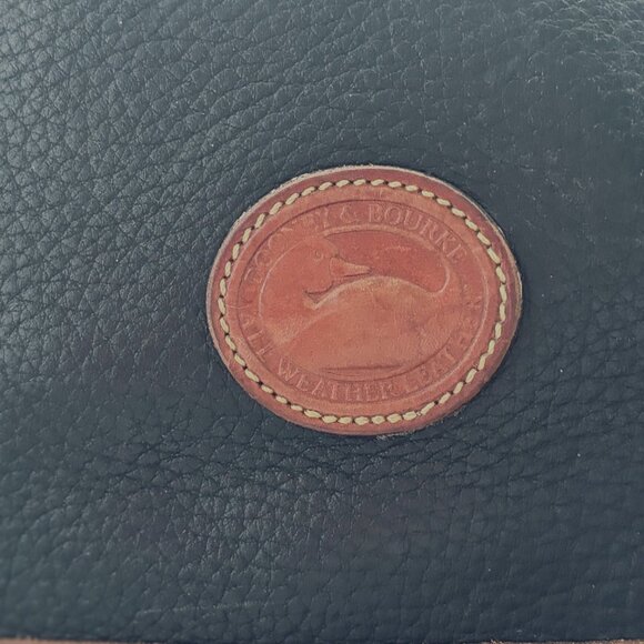 Authentic Vintage Dooney & Bourke Leather Dark Blue Domed Satchel Bag - R144 BL - Picture 7 of 12